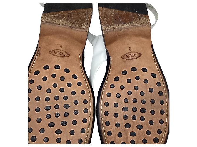 Sandali piatti con lacci Tod's in pelle bianca Bianco Crudo - vista 7