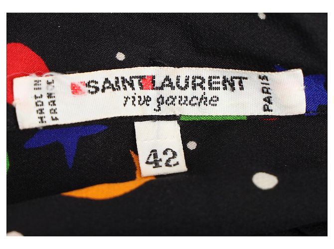 Yves Saint Laurent Camicetta Saint Laurent S/S 1979 Cosmic Print in seta nera Nero - vista 4