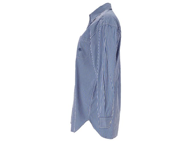 Camicia Etro a righe con logo ricamato in cotone azzurro Blu Blu chiaro - vista 2