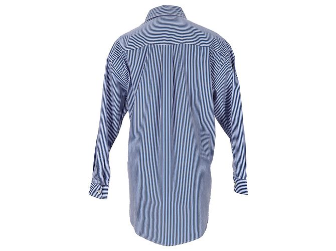 Camicia Etro a righe con logo ricamato in cotone azzurro Blu Blu chiaro - vista 3