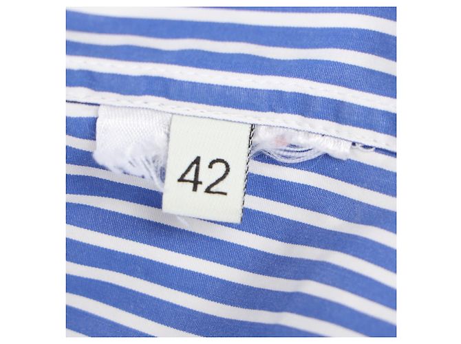 Camicia Etro a righe con logo ricamato in cotone azzurro Blu Blu chiaro - vista 5