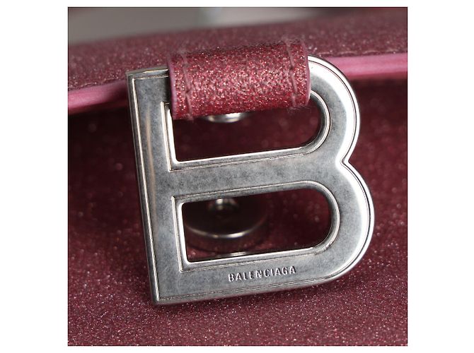 Borsa Hourglass XS di Balenciaga in glitter rosa - vista 10