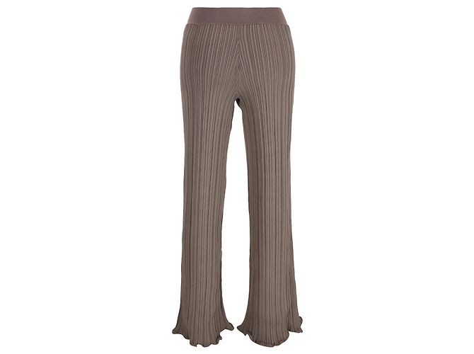 Acne Studios gerippte gerade Hose aus brauner Viskose Rot - Ansicht 3