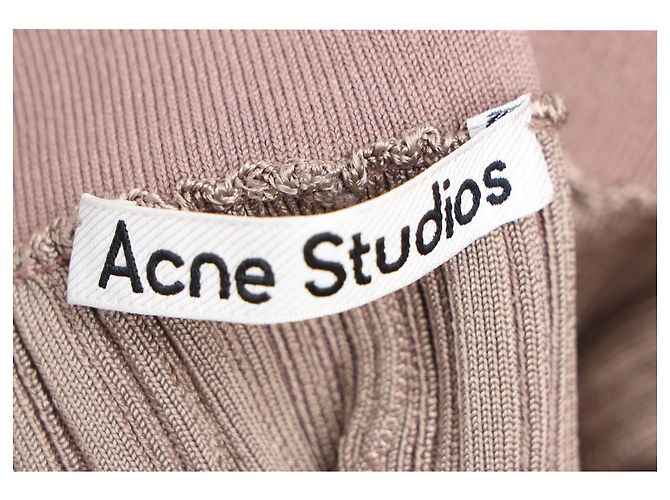 Acne Studios gerippte gerade Hose aus brauner Viskose Rot - Ansicht 4