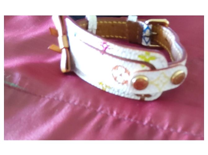 Bracciale Louis Vuitton Monogram Multicolore Murakami Pelle Bianca Bianco D'oro - vista 2