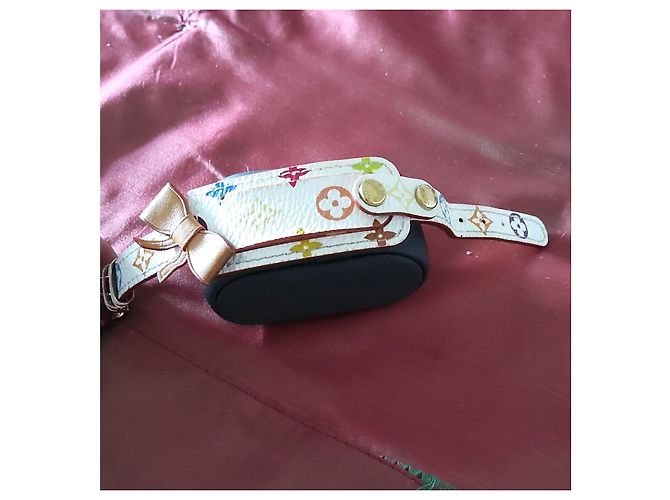 Bracciale Louis Vuitton Monogram Multicolore Murakami Pelle Bianca Bianco D'oro - vista 9