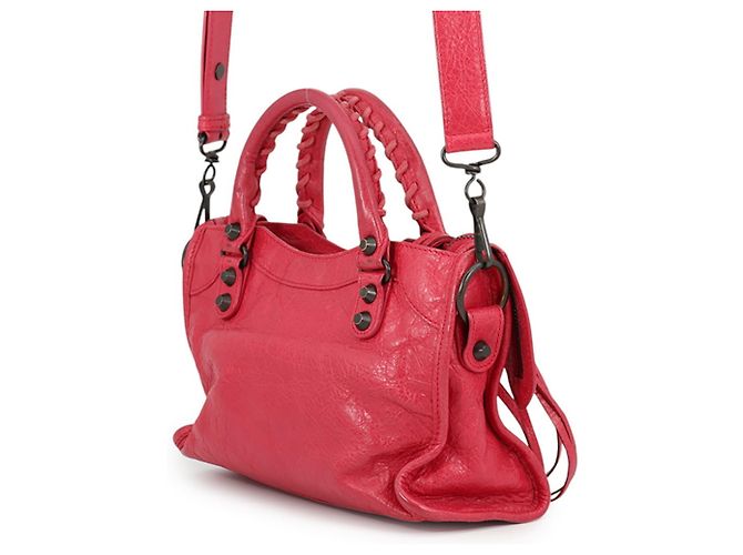 Borsa a mano Balenciaga Classic Mini City in pelle Rosso Bronzo - vista 2