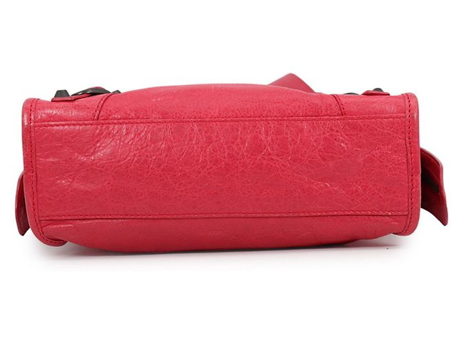 Borsa a mano Balenciaga Classic Mini City in pelle Rosso Bronzo - vista 3
