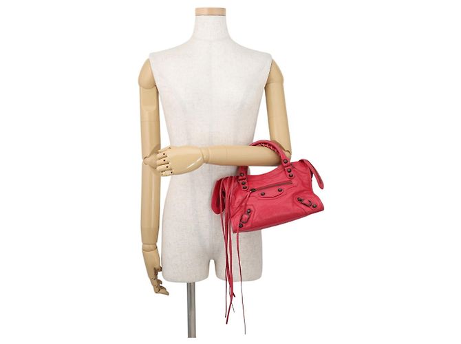 Borsa a mano Balenciaga Classic Mini City in pelle Rosso Bronzo - vista 4