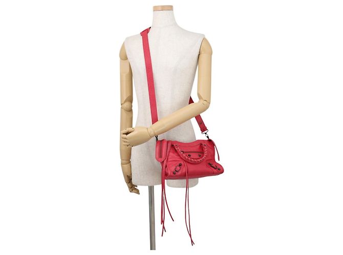 Borsa a mano Balenciaga Classic Mini City in pelle Rosso Bronzo - vista 5