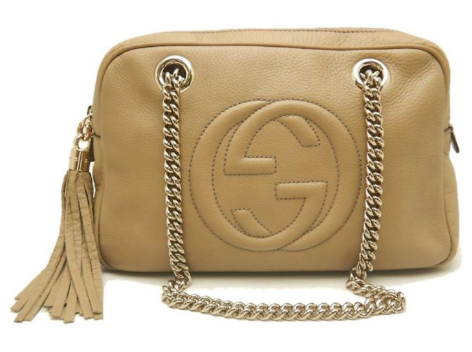 Borsa a tracolla con catena Soho di Gucci Beige - vista 2