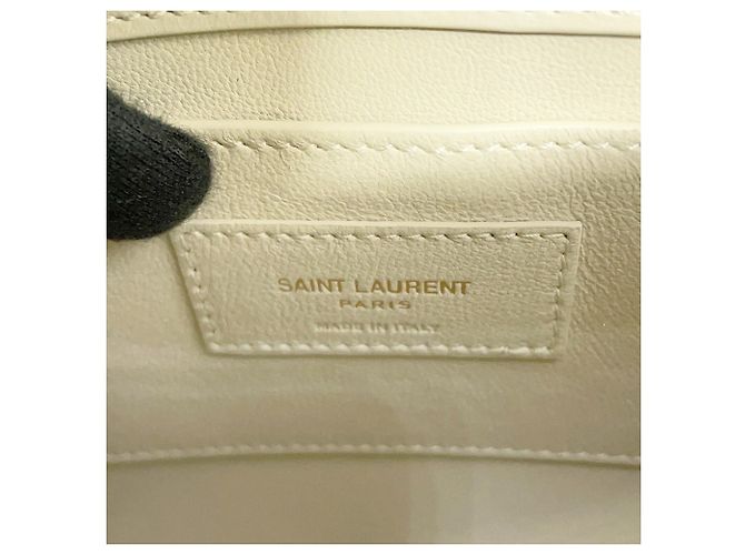 Borsa a tracolla Manhattan Mini in pelle Saint Laurent Paris Bianco - vista 16