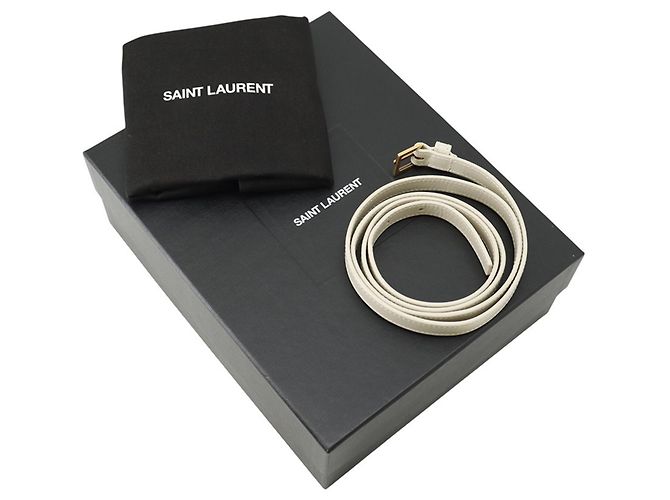 Borsa a tracolla Manhattan Mini in pelle Saint Laurent Paris Bianco - vista 17