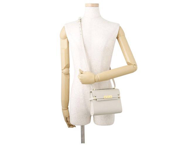 Borsa a tracolla Manhattan Mini in pelle Saint Laurent Paris Bianco - vista 4
