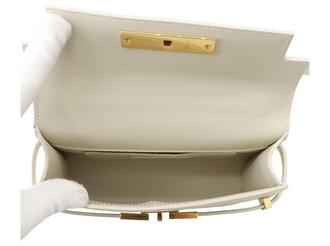 Borsa a tracolla Manhattan Mini in pelle Saint Laurent Paris Bianco - vista 5