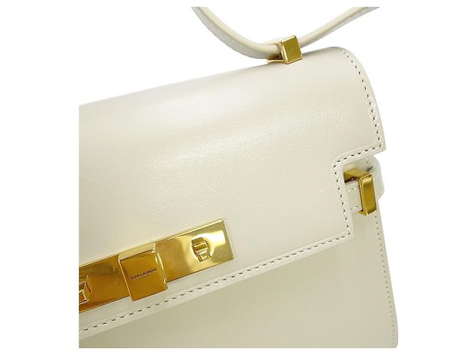 Borsa a tracolla Manhattan Mini in pelle Saint Laurent Paris Bianco - vista 6