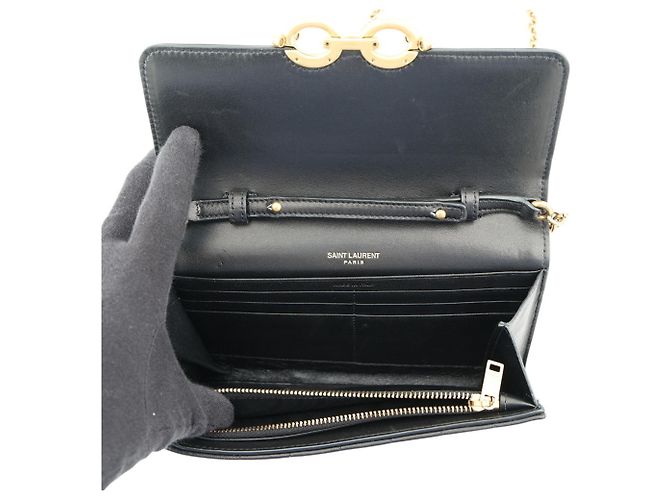 Portafoglio con catena Yves Saint Laurent in nero - vista 5