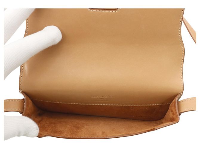 Borsa Yves Saint Laurent in pelle beige - vista 5