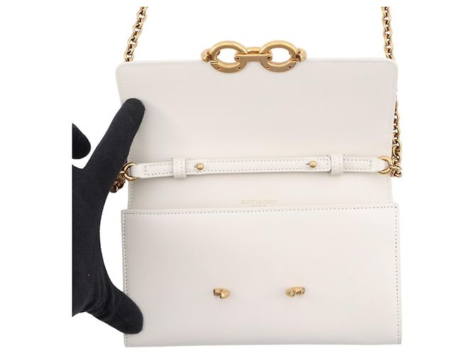 Portafoglio a tracolla con catena Saint Laurent Paris Bianco - vista 5