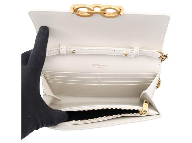 Portafoglio a tracolla con catena Saint Laurent Paris Bianco - vista 6