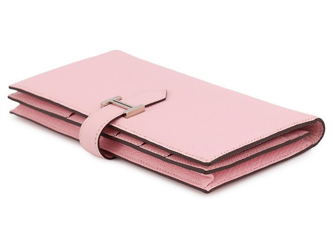Cartera larga Hermès Bearn Soufflé en Rose Sakura Rosa - vista 2