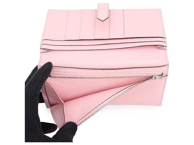 Cartera larga Hermès Bearn Soufflé en Rose Sakura Rosa - vista 6