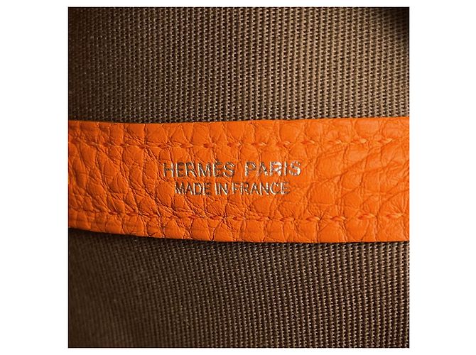 Hermès Borsa Tote Hermes Garden TPM Arancione Taupe - vista 16