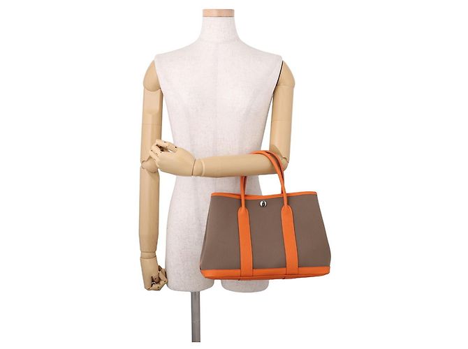 Hermès Borsa Tote Hermes Garden TPM Arancione Taupe - vista 4