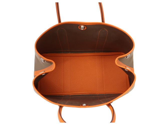 Hermès Borsa Tote Hermes Garden TPM Arancione Taupe - vista 5