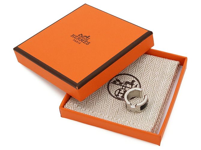 Hermès Ear Cuff Olympe PM HERMES Negro Plata - vista 7