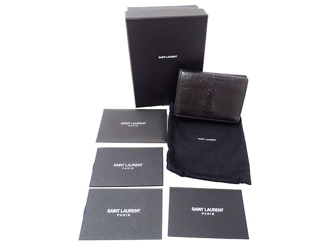 Cartera tríptico de cuero negro Saint Laurent - vista 5