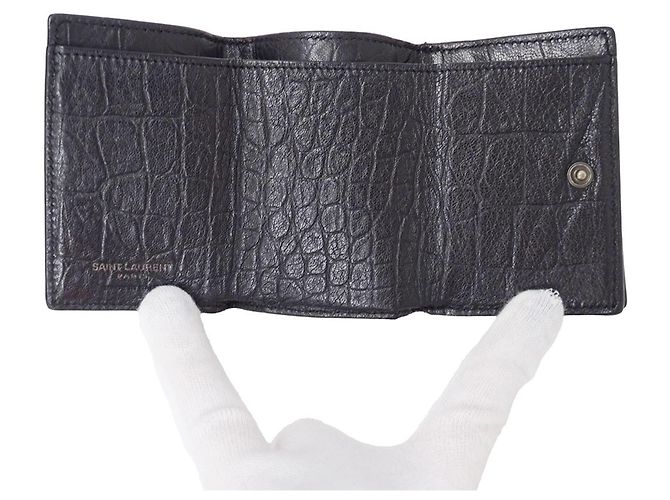 Cartera tríptico de cuero negro Saint Laurent - vista 6