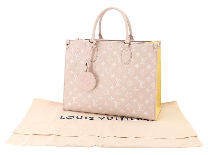 Borsa Tote Louis Vuitton Onthego MM Monogram Empreinte Marrone Beige - vista 2