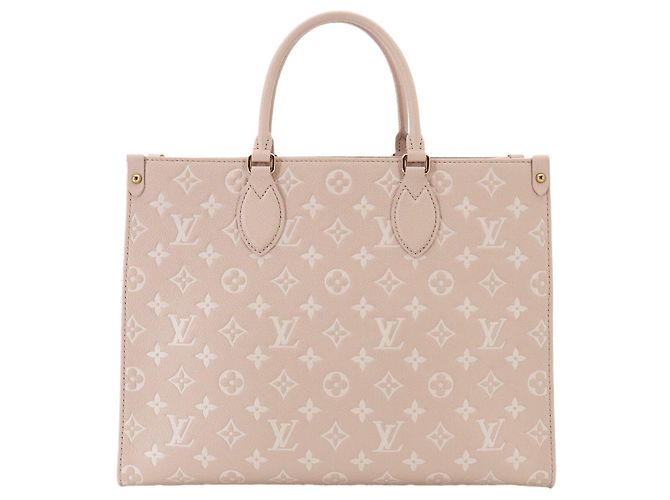 Borsa Tote Louis Vuitton Onthego MM Monogram Empreinte Marrone Beige - vista 3