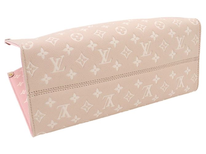 Borsa Tote Louis Vuitton Onthego MM Monogram Empreinte Marrone Beige - vista 5