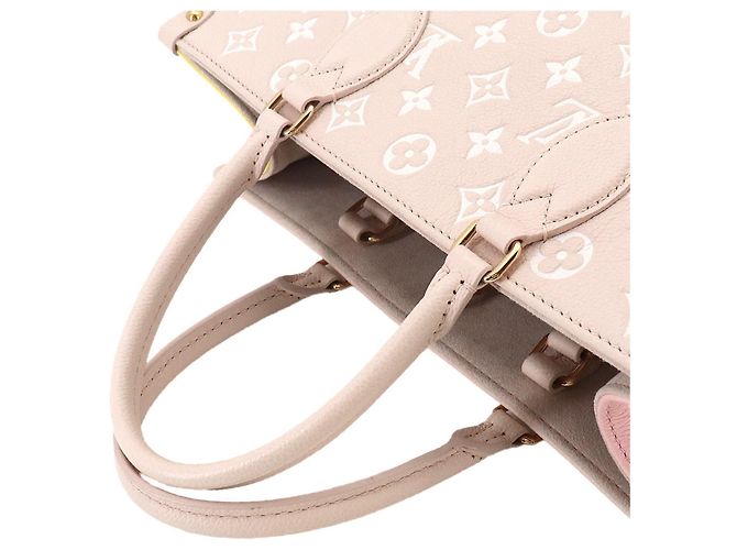 Borsa Tote Louis Vuitton Onthego MM Monogram Empreinte Marrone Beige - vista 6