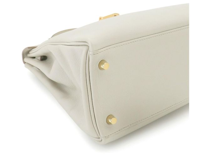 Hermès Borsa Hermes Kelly 32 Evercolor Beton Bianco - vista 10