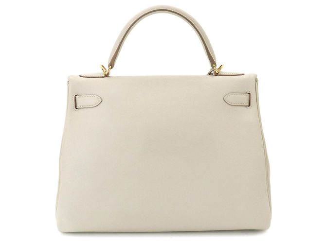 Hermès Borsa Hermes Kelly 32 Evercolor Beton Bianco - vista 2