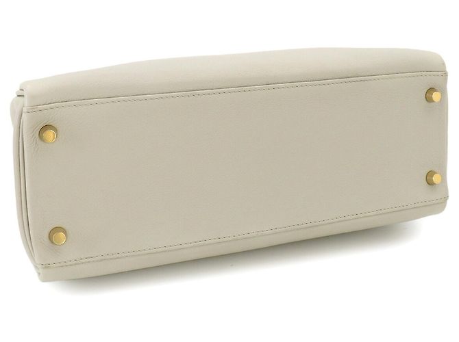 Hermès Borsa Hermes Kelly 32 Evercolor Beton Bianco - vista 4