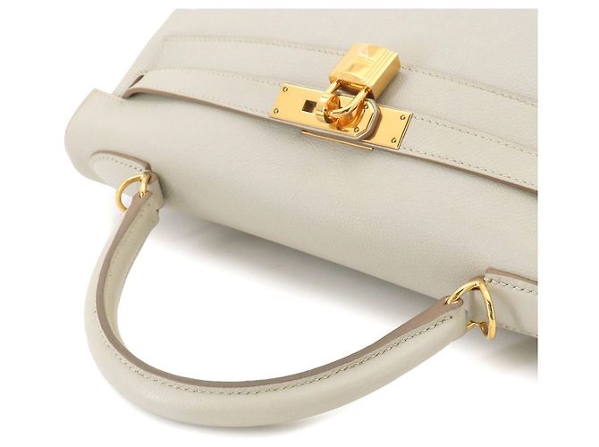 Hermès Borsa Hermes Kelly 32 Evercolor Beton Bianco - vista 5
