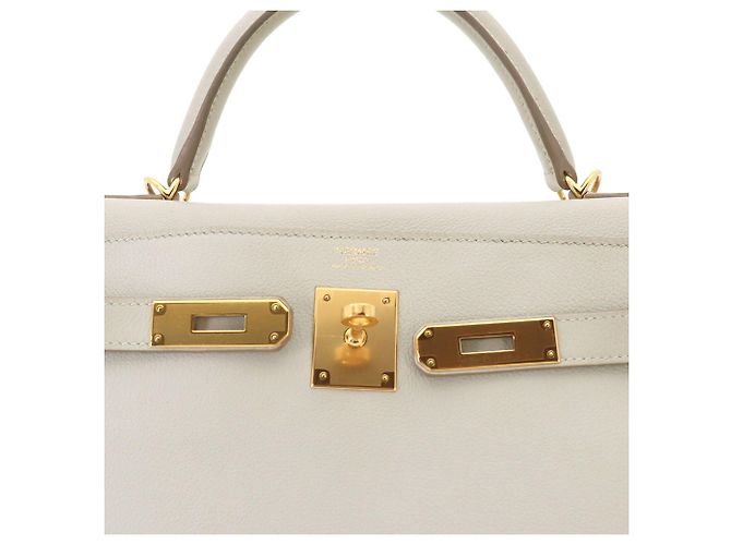 Hermès Borsa Hermes Kelly 32 Evercolor Beton Bianco - vista 8