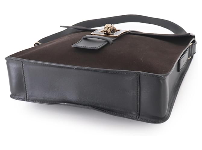 Borsa a tracolla Gucci Tiger Head Marrone Nero - vista 4