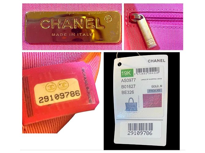 Chanel 19K Large Giant Logo Borsa Tote in Tweed Rosa Gold hardware - vista 11