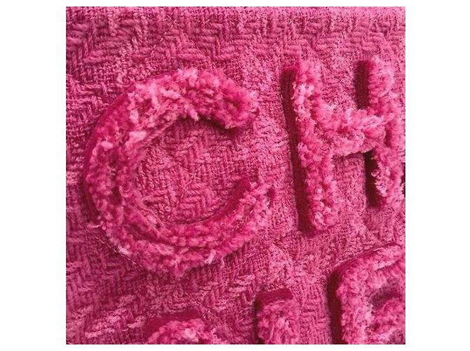 Chanel 19K Large Giant Logo Borsa Tote in Tweed Rosa Gold hardware - vista 5