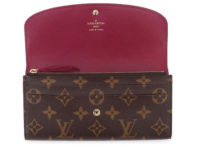 Louis Vuitton Monogram Portefeuille Emilie Cartera Larga Bi-fold Castaño Fucsia - vista 6