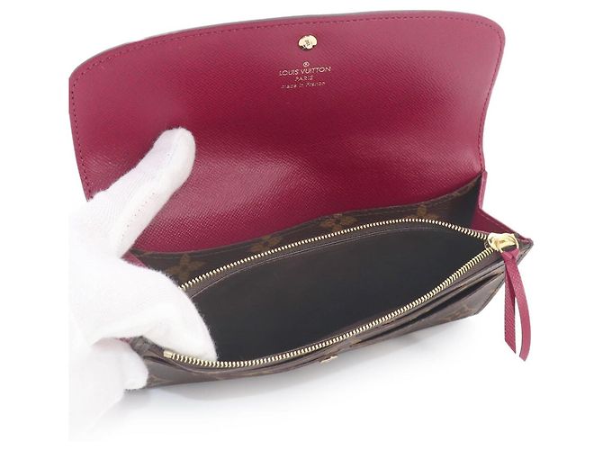 Louis Vuitton Monogram Portefeuille Emilie Cartera Larga Bi-fold Castaño Fucsia - vista 7