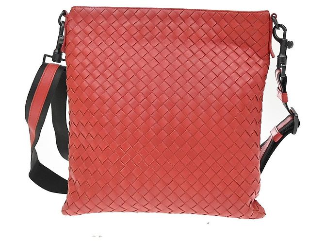 Bottega Veneta Flat Messenger Intrecciato Nappa Medium Rosso - vista 2