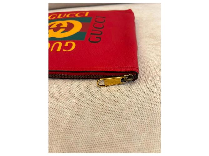 Gucci Portfolio Pouch Pelle Rossa Rosso - vista 3