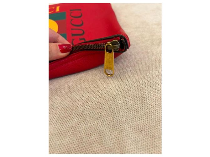 Gucci Portfolio Pouch Pelle Rossa Rosso - vista 4
