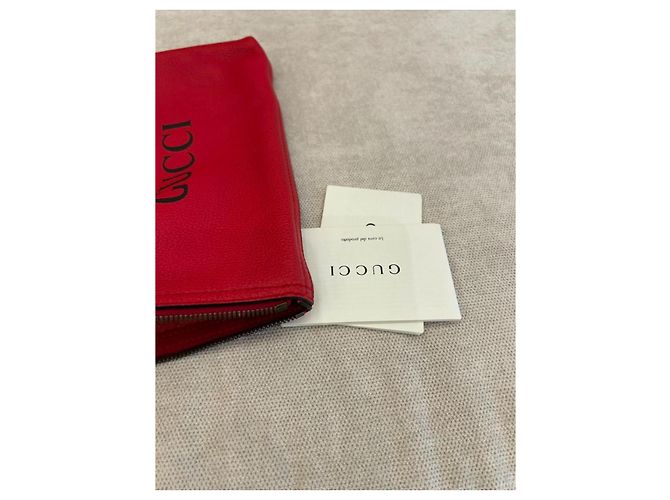 Gucci Portfolio Pouch Pelle Rossa Rosso - vista 6